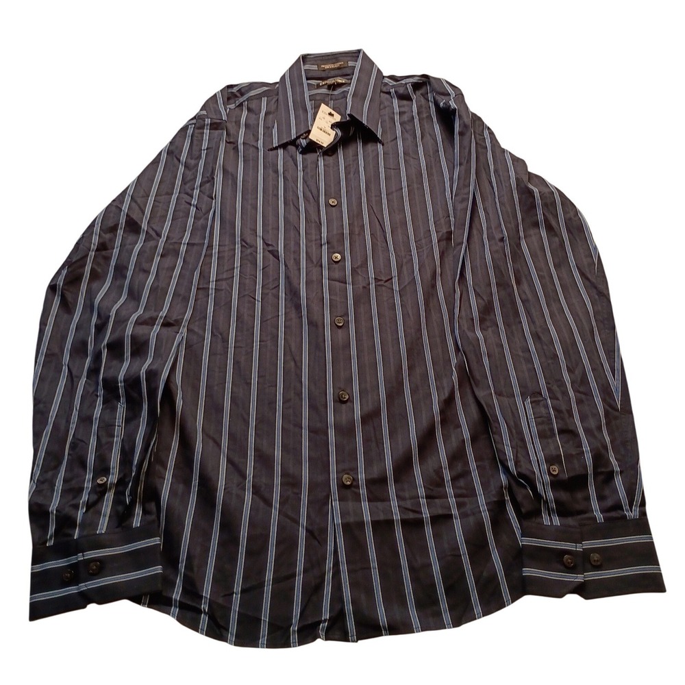 Express Button Down Men's 1MX Modern Fit Striped Stretch Navy Blue XL Shirt